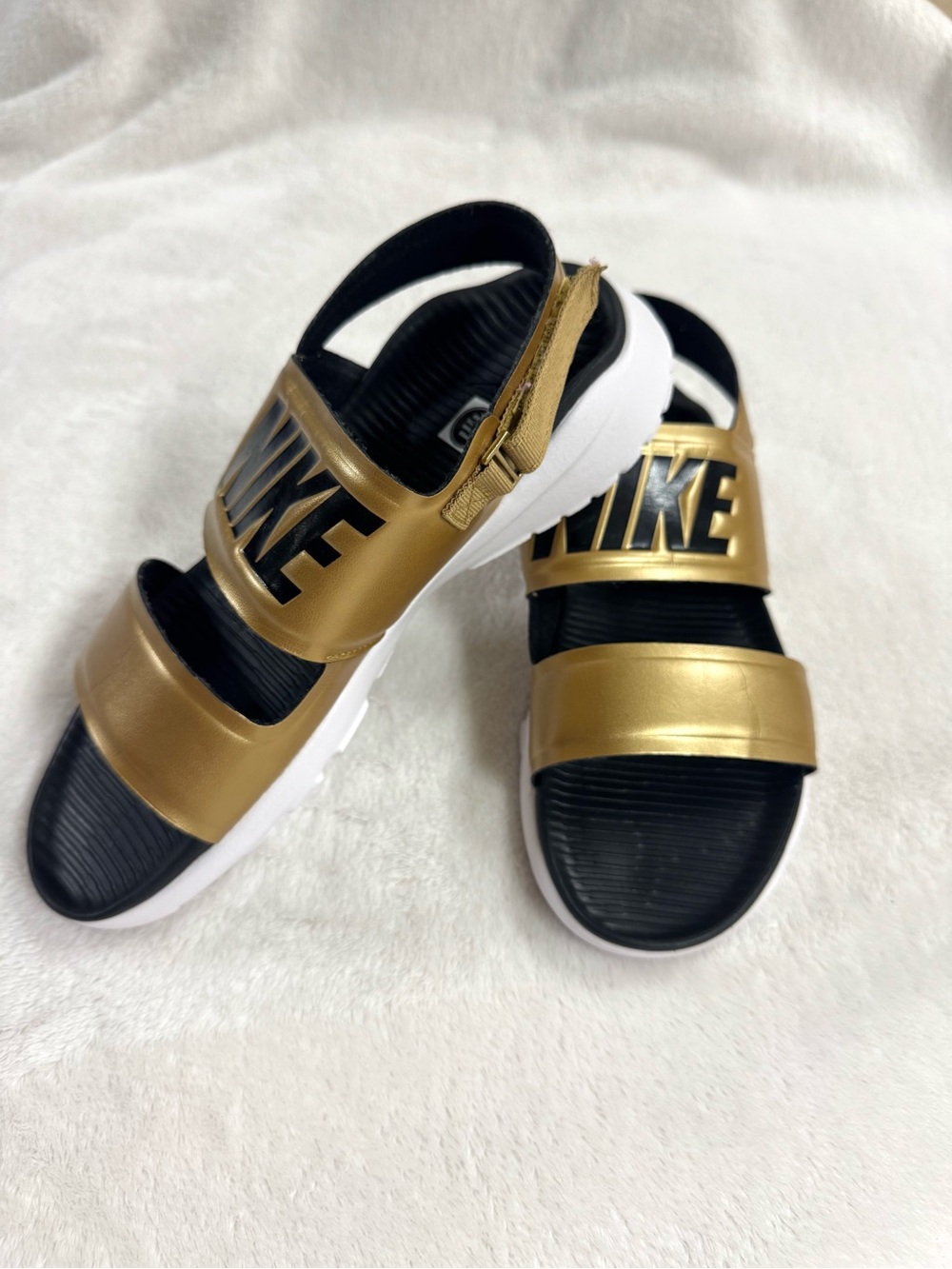 Nike Gold and Black Adjustable Strap Sandals